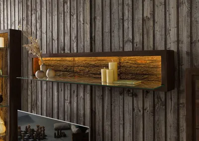 Produktbild von MASSIVMOEBEL24 Wandregal Akazie 145x30x27 dunkelbraun lackiert BARK #205