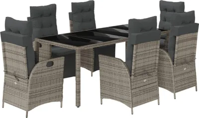 Immagine prodotto di vidaXL set da pranzo da giardino 7 pezzi con cuscini in polirattan grigio