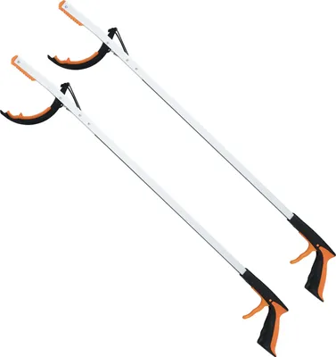 Immagine prodotto di COSTWAY 2 pezzi, extra lungo 88 cm, pinza per rifiuti per anziani, pinza per rifiuti con manico, pinza in TPR antiscivolo e barra in alluminio