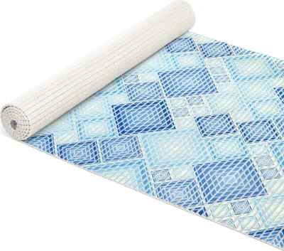Produktbild von Badematte Anti-Rutsch-Matte Weichschaummatte Extra Breit Karo Badvorleger blau Breite 65 cm Länge 500 cm