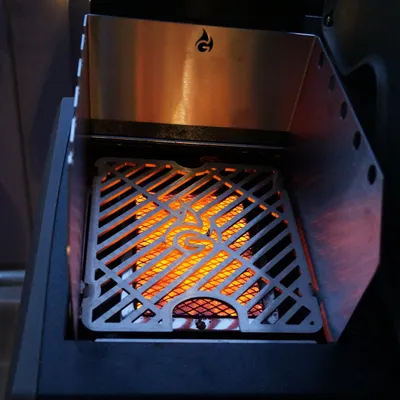 Image de Paravent et porte-broche en acier inoxydable | pour Napoléon petite Sizzle Zone Rogue, Freestyle, Legend - massif & non emboîté