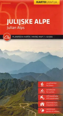 Produktbild von Julische Alpen 1:50.000. Touristenkarte. Ausgabe 2025. Kartografia