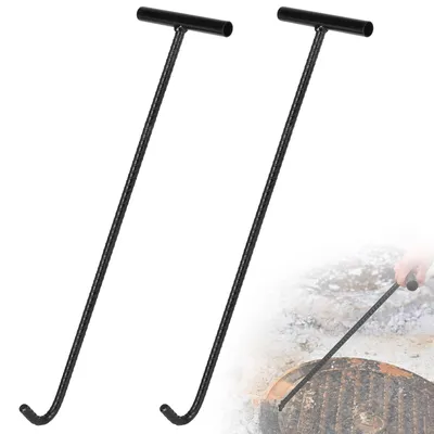 Produktbild von 2 Stück Kanaldeckelheber 100cm Gullideckel Hooks Kanalhaken Schachtdeckelheber, T Schachthaaken Kanaldeckelheber, Schachtdeckelhaken mit Gewinde, für Schachtabdeckung, Kanaldeckel