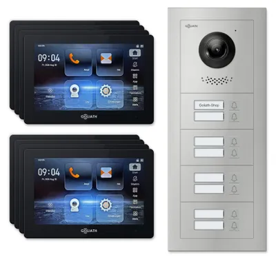 Produktbild von Goliath Premium IP GL-IPH805.3 Video-Türsprechanlage, 8 Familien, 8× 7 Zoll Schwarz, Silber, Aufputz