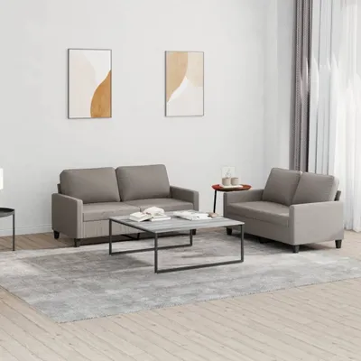 Immagine prodotto di Maison Exclusive - Set divano a 2 posti con cuscini in tessuto color taupe