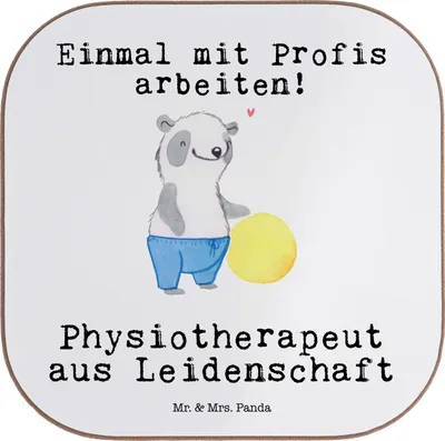 Produktbild von Mr. & Mrs. Panda Tassen Untersetzer Physiotherapeut Leidenschaft - Weiß - Geschenk, gläseruntersetzer, Coaster, Flaschenuntersetzer, für Gläser, Tischuntersetzer