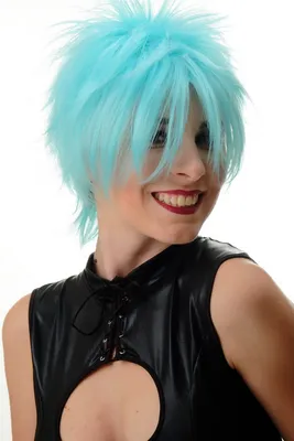 Produktbild von WIG ME UP Perücke Kurz Wilde Strähnen Wave 80er Blau BLUE144-HTF2513