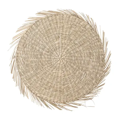 Produktbild von Rundes Tischset aus 100% Seegras | Stilvolles Platzset Boho Stil für den gedeckten Tisch | ideal für Sommerfeste Hochzeiten Taufe Esszimmer NORDEULE