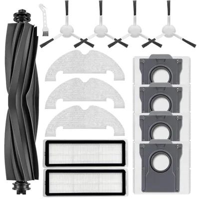 Ersatzteilset für Saugroboter, 1 Hauptbürste, 4 Seitenbürsten, 2 HEPA-Filter