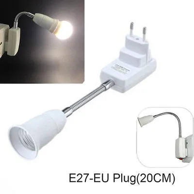 Produktbild von E27 EU-Steckdosenadapter mit Ein-/Aus-Schalter, Glühbirne in alle Richtungen
