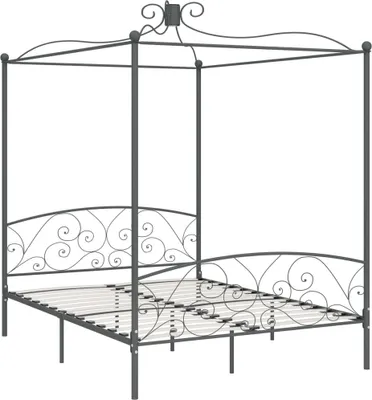 Produktbild von vidaXL Himmelbett-Gestell Grau Metall 160 x 200 cm