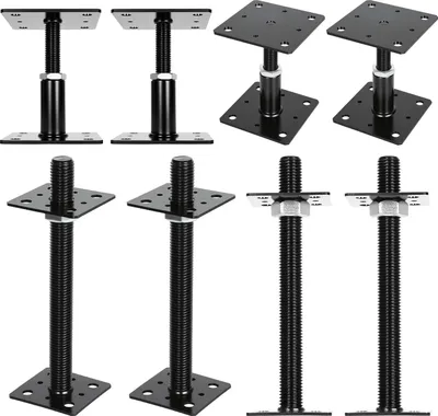 Produktbild von Eikuavons 4er Set Pfostenträger höhenverstellbar 30–250 mm aus Stahl mit Schrauben Schwarz