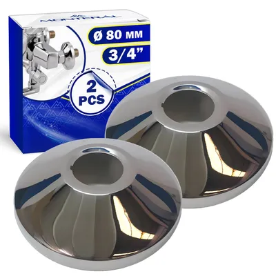 2 Abdeckkappen für Exzenter Ø 80 mm 3/4 Zoll, verchromt