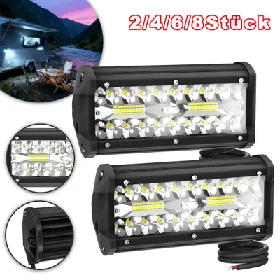 Productafbeelding van ACXIN 120W LED-verlichtingsset voor voertuigen, 8 stuks heldere werklampen, schokbestendig aluminium behuizing, geschikt voor voertuigen, machines en bouwplaatsen