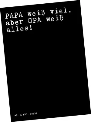 Produktbild von Mr. & Mrs. Panda bildkarte PAPA weiß viel, aber... - Schwarz - Geschenk, einzelkarte, Postkarte, Postkarten, Geschenke für Männer, Ansichtskarten, Familie, Großeltern