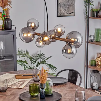 Produktbild von Isorella Hängelampe aus Metall/Glas in Schwarz/Rauchfarben/Klar