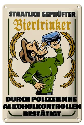 Produktbild von Blechschild Alkohol 20x30cm staatlich er Biertrinker