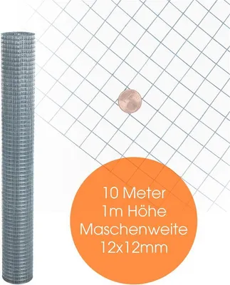 Produktbild von Volierendraht 4-Eck Maschendraht 1,0 x 10m 12x12 mm Gartenzaun Zaun verzinkt
