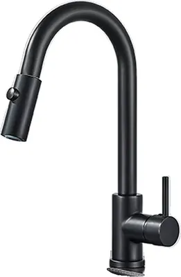 Produktbild von Niederdruck-Küchenarmatur, Edelstahl, 360-Grad-Schwenkfunktion, Schwarz DY A