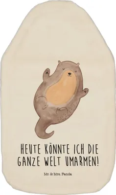 Produktbild von Mr. & Mrs. Panda Wärmflasche Otter Umarmen - Weiß - Geschenk, naturkautschuk, Wärmflaschen, Optimistisch, Seeotter See, Kuschelwärmflasche, glücklich, Wärmekissen, Hallo