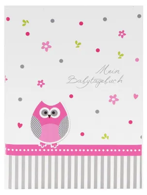 Produktbild von Babytagebuch Babyworld Eule, 21 x 28 cm, Tagebuch für Neugeborene, Erinnerungsalbum mit 44 illustrierten Seiten, Einband aus laminiertem Kunstdruck, in Weiß/Rosa