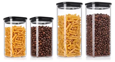 Image de Ensemble de bocaux de conservation Arendo : 2 bocaux de 1200 ml et 2 bocaux de 1600 ml, avec couvercles en verre, hermétiques grâce à un joint en silicone, contenants en verre carrés en verre borosilicaté, 4 pièces, transparents