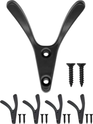 Produktbild von FUXXER® - 4x Massive Garderoben-Haken, Handtuch-Haken, Kleider-Haken, Eisen-Haken, V-Design, schwarz'