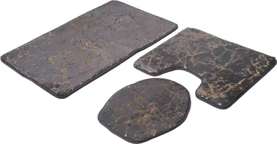 Image de Trendmax Marmour 3-pièces tapis de bain douche set de 2 stand de glissement tapis de bain absorbant l'eau toillette tapis de salle de bain, 1x tapis pour couvercle de toilette Marmour-gris
