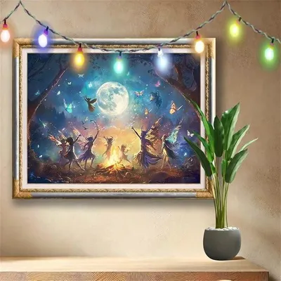 Imagen del producto de Kit de pintura con diamantes 5D para adultos, tamaño grande (100x133 cm), diseño de luna y mariposa. Kit de manualidades de pintura con diamantes, bordado de cuentas de cristal, ideal para decorar paredes de dormitorios. Modelo 511N-8359