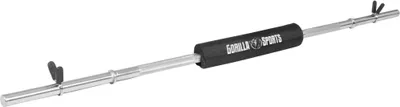 Produktbild von GORILLA SPORTS® Langhantelstange - mit Nackenpolster, 170 cm, bis 200 kg, verchromt, gerändelt, Ø 30 mm, mit 2 Federverschlüsse - Langhantel, Hantelstange, Hantel
