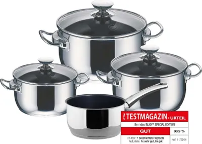 Produktbild von Kochtopfset 4-teilig cm, Edelstahl, poliert - Injoy®