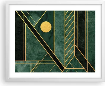 Produktbild von Gerahmtes Poster - Weißer Rahmen - Grün Stück geometrisch - 50x40 cm - Wand Bild - Wanddeko - Wandbilder - Kunstposter - Wandposter - Bilderrahmen - Bilder - Kunstdruck - P2WAA50x40-4797