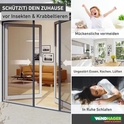 Produktbild von Fliegengitter Plisseetür für Doppeltüren – 240x240 cm, anthrazit