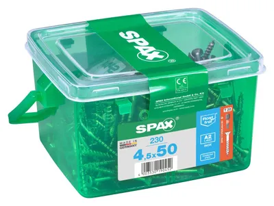 Obrázok produktu pre SPAX skrutka z nehrdzavejúcej ocele, 4,5 x 50 mm, 230 kusov, s čiastočným závitom, so zápustnou hlavou, T-STAR plus T20, 4CUT - 4197000450509