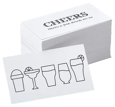 200 Getränkekarten, weiß, 5 x 9 cm, für Hochzeit & Events