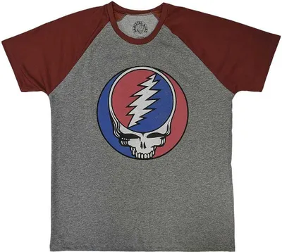 Image de Grateful Dead - "Steal Your Face Classic" T-shirt homme/femme unie manches raglan RO10237 (L) (Gris/Rouge)
