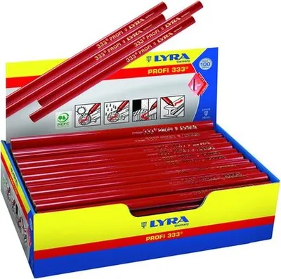 Produktbild von LYRA Zimmermannsstift 333, Vollblei, 300 mm, oval, rot poliert, ungespritzt, Profi-Qualität