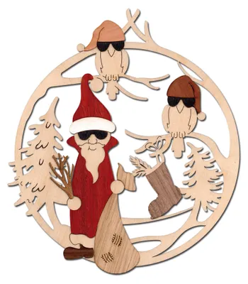 Produktbild von Kuhnert Fensterbilder Nikolaus mit Brille - Ø 18 cm - festliche Dekoration aus Holz - 19151