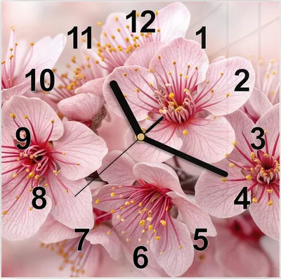Produktbild von Wanduhr aus Glas mit Motiv Kirschblütenzweig- 30 x 30 cm - inkl. Aufhängesystem
