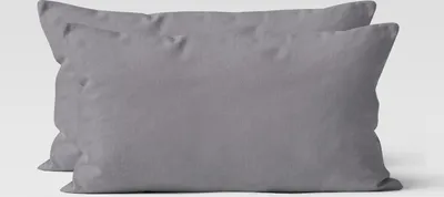 Produktbild von 2er Set Renforcé UNI Kissenhüllen 40x80 cm Kopfkissen Garnitur 100% Baumwolle Mit Reißverschluss grau
