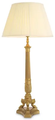Produktbild von Casa Padrino Luxus Barock Tischleuchte Vintage Messing / Creme Ø 46 x H. 100 cm - Prunkvolle Schreibtischleuchte mit rundem Lampenschirm - Barock Leuchten