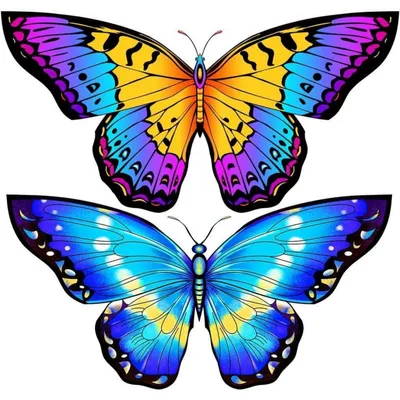 Produktbild von Schmetterling Drachen 120x95cm mit langen Schwänzen Blau+Regenbogen