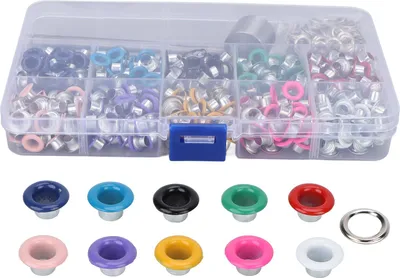 Productafbeelding van Set van 10 gekleurde oogjes van 5 mm met gereedschap, stevig en geschikt voor kleding, doe-het-zelf projecten en leer