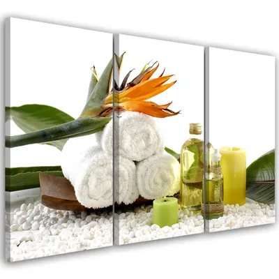 Image de Triptyque sur toile religieux - blanc 90x60 cm Feeby blanc tableau mural prêt à accrocher