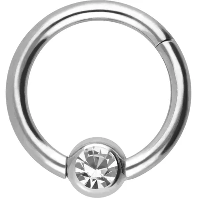 Produktbild von Ohrpiercing, Nasenpiercing, Septum Piercing Titan Segmentring Clicker KRISTALL  Silber Innendurchmesser: 9mm + Stabstärke: 1,6mm