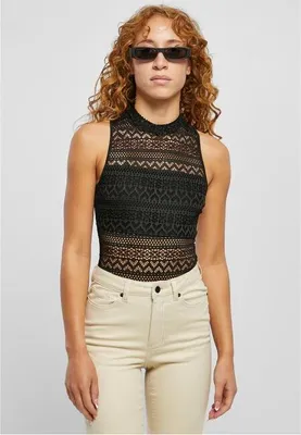 Produktbild von Damen Body von Urban Classics, Strickjersey, Rollkragen, schwarz - Größe L
