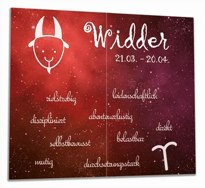 Produktbild von Wallario Herdabdeckplatte aus Glas, Größe 60 x 52 cm 2-teilig, Motiv Sternzeichen Widder