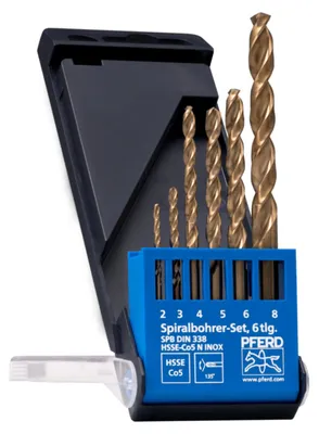 Obrázek produktu pro PFERD 25298004, Vrtačka, Sada vrtáků, Nerezová ocel, Ocel, 135°, Rychlořezná ocel legovaná kobaltem (HSS-Co), Válcovitá stopka