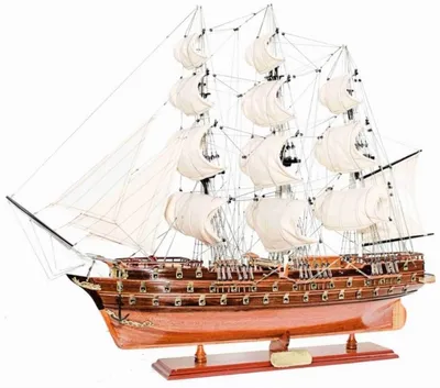 Immagine prodotto di Casa Padrino ammiraglia Napoleone con supporto in legno massiccio marrone 104 x 20 x h. 76 cm - Nave decorativa fatta a mano nave in legno nave a vela nave da guerra modello di barca modello di nave