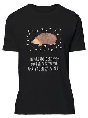 Produktbild von Mr. & Mrs. Panda Tshirt Igel Herzen - Schwarz - Geschenk, Vertrauen, Shirt, V-Shirt, Kuss, Liebe, Lustige Sprüche, S T-Shirt, Herz, oberteil